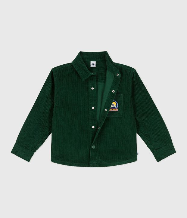 Chemise enfant en velours unie vert