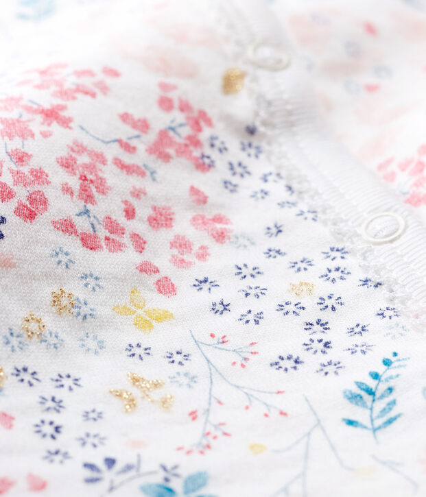 Dors bien sans pieds b&eacute;b&eacute; ouatin&eacute; en coton blanc/rose/multicouleur