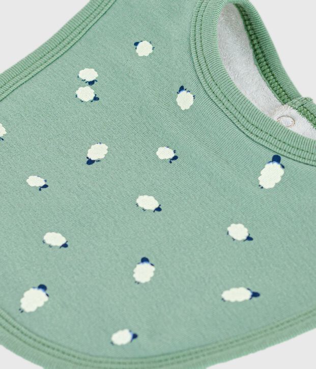 Bavoir naissance en coton imprim&eacute; vert/multicouleur
