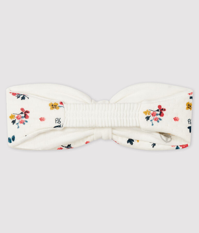 Bandeau fleuri b&eacute;b&eacute; fille blanc MARSHMALLOW/blanc MULTICO