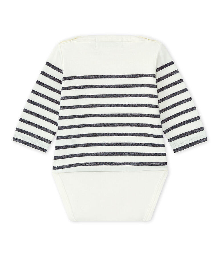Body marini&egrave;re manches longues b&eacute;b&eacute; fille blanc/bleu