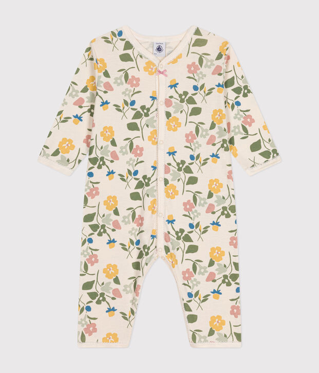 Pyjama sans pieds imprim&eacute; en coton motif fleurs b&eacute;b&eacute; &eacute;cru/multicouleur