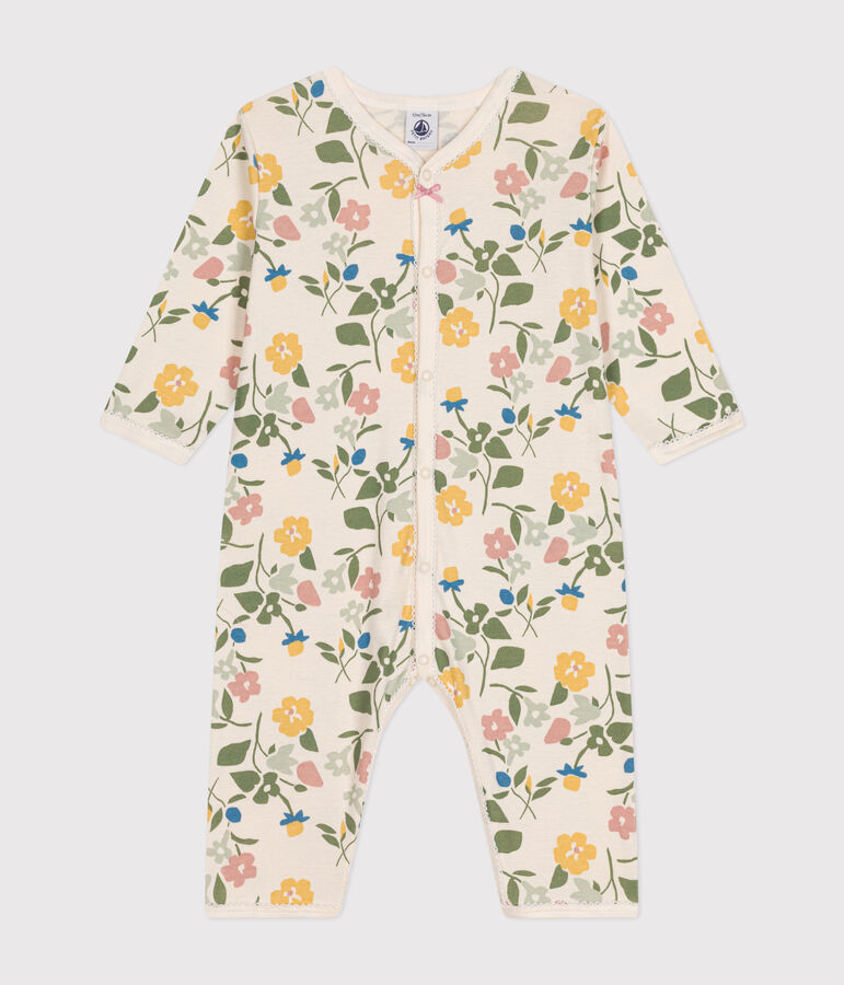 Pyjama sans pieds imprim&eacute; en coton motif fleurs b&eacute;b&eacute; blanc AVALANCHE/ MULTICO