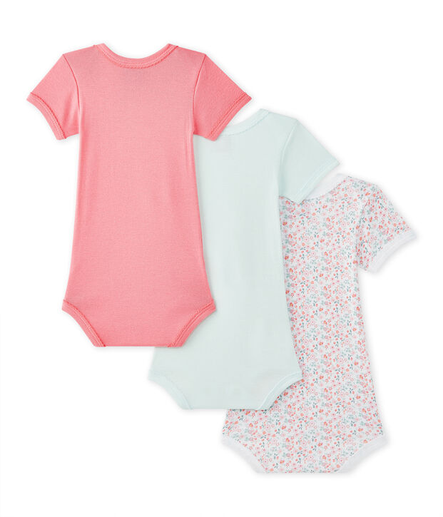 Lot de 3 bodies b&eacute;b&eacute; fille manches courtes blanc