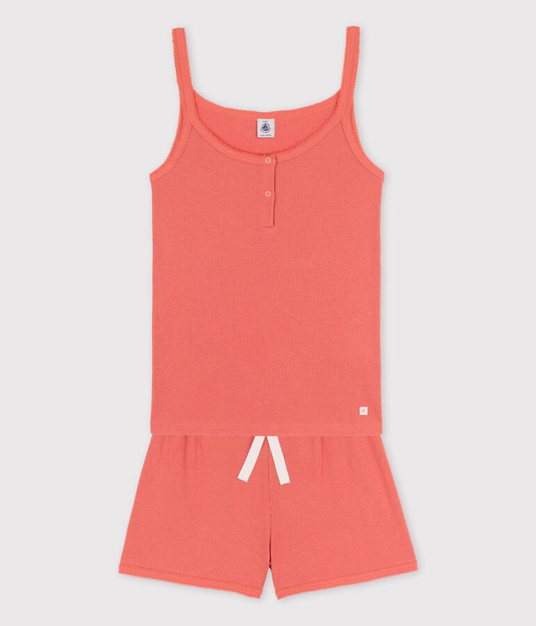 Pyjacourt uni papaye fille en coton lyocell rose