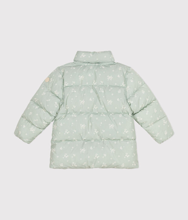 Doudoune avec capuche r&eacute;tractable enfant fille vert/multicouleur