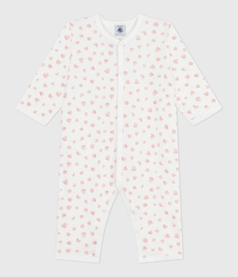 Pyjama b&eacute;b&eacute; en coton sans pieds imprim&eacute; blanc MARSHMALLOW/rose CHARME