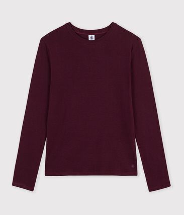 Tee-shirt femme en coton manches longue uni