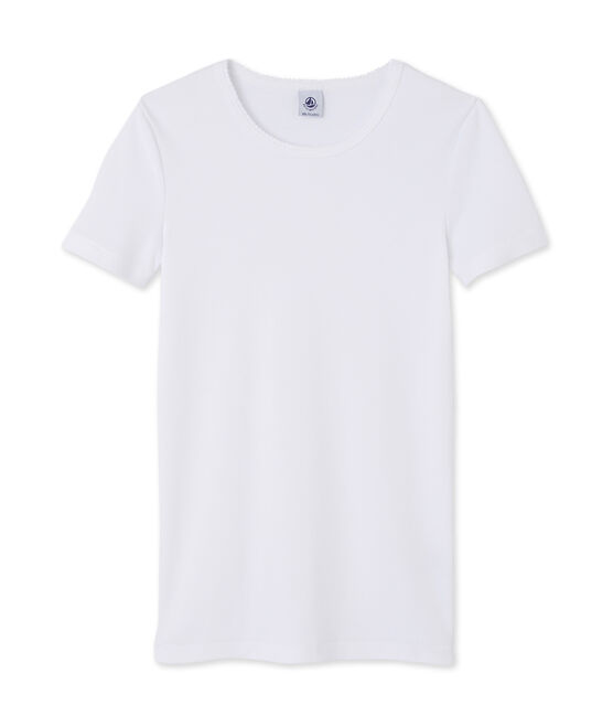 Tee-shirt manches courtes uni femme blanc ECUME