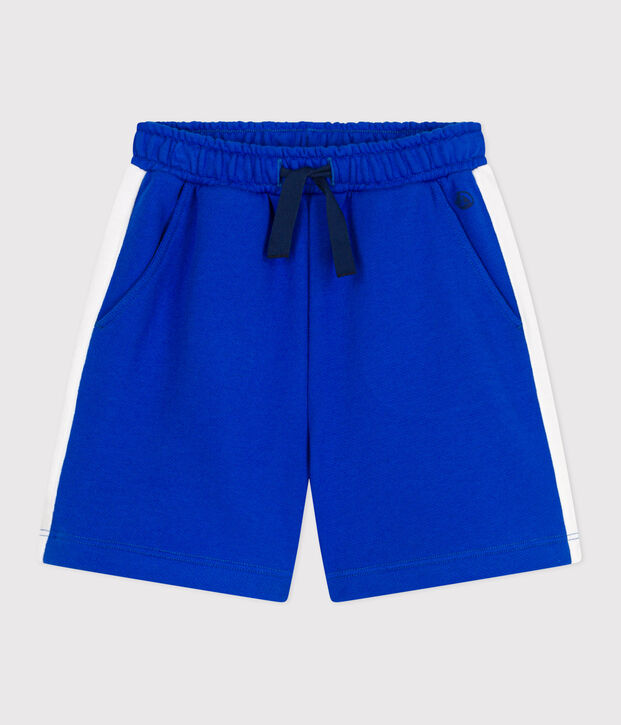 Bermuda short enfant en coton uni bleu