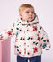 Doudoune b&eacute;b&eacute; en polyester imprim&eacute; animalier &eacute;cru/rose