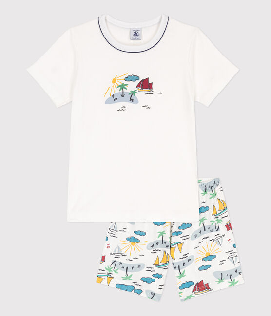 Pyjacourt explorateur en coton enfant blanc MARSHMALLOW/blanc MULTICO