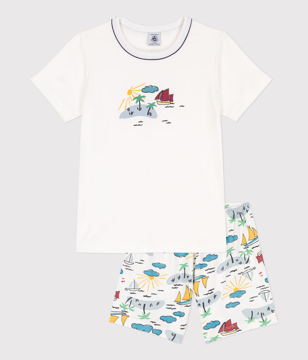 Pyjacourt explorateur en coton enfant blanc/multicouleur