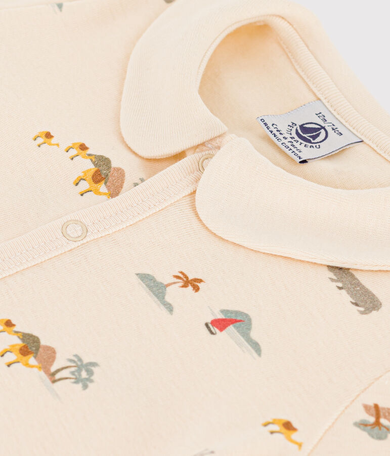 Combinaison courte palmiers en coton b&eacute;b&eacute; blanc AVALANCHE/ MULTICO