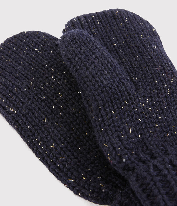 Moufles enfant fille bleu/jaune