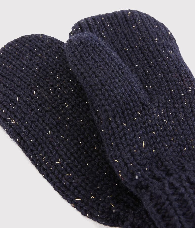 Moufles enfant fille bleu/jaune