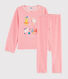 Pyjama rose animaux yoga petite fille en velours