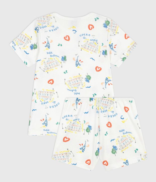 Pyjama short enfant en coton imprim&eacute; Op&eacute;ra blanc/multicouleur