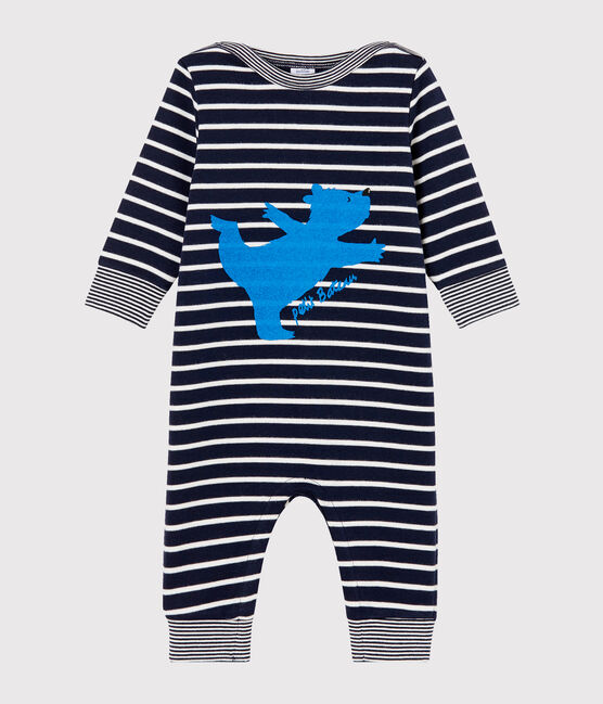 Combinaison longue bébé garçon rayure marinière bleu SMOKING/blanc MARSHMALLOW