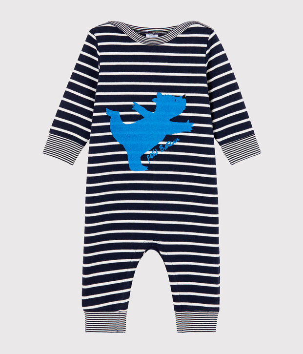 Combinaison longue b&eacute;b&eacute; gar&ccedil;on rayure marini&egrave;re bleu/blanc