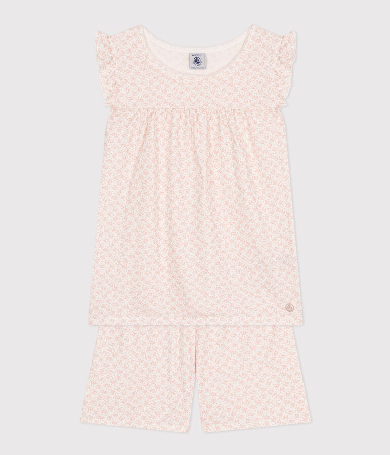 Pyjama short imprim&eacute; fleur en coton enfant MARSHMALLOW/ PANTY