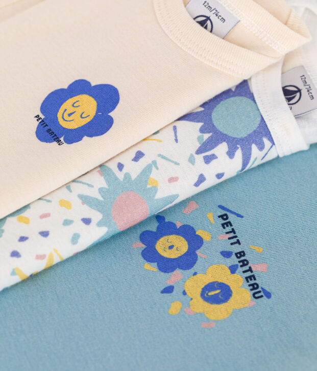 Lot de 3 bodies manches longues en coton b&eacute;b&eacute; multicouleur