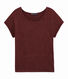 Tee shirt femme en lin brillant manches courtes