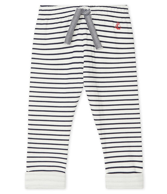 Pantalon bébé en tubique imprimé blanc MARSHMALLOW/bleu SMOKING