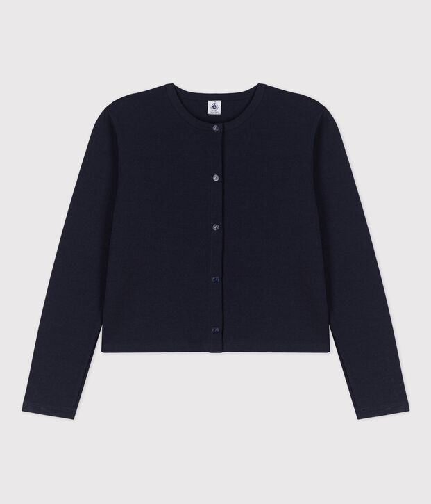 Cardigan &agrave; pressions en coton &eacute;pais Femme bleu marine