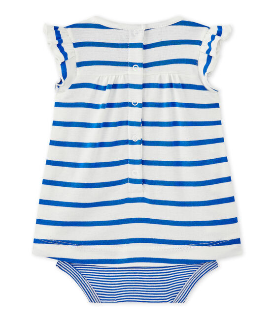 Robe body bébé fille à rayures blanc MARSHMALLOW/bleu PERSE