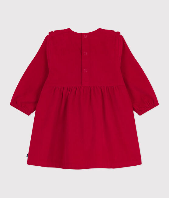 Robe bébé en velours côtelé manches longues unie rouge TERKUIT