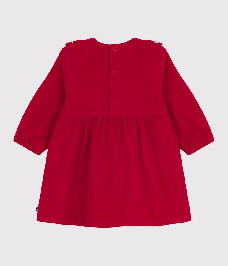 Robe b&eacute;b&eacute; en velours c&ocirc;tel&eacute; manches longues unie rouge TERKUIT