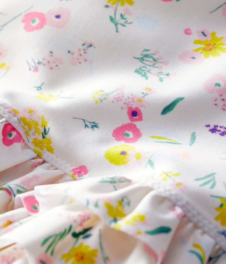 Maillot de bain 1 pi&egrave;ce &eacute;coresponsable b&eacute;b&eacute; fille blanc MARSHMALLOW/blanc MULTICO