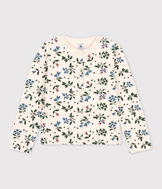 Cardigan imprim&eacute; en tubique enfant fille &eacute;cru/multicouleur
