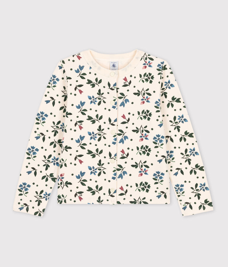 Cardigan imprim&eacute; en tubique enfant fille blanc AVALANCHE/ MULTICO