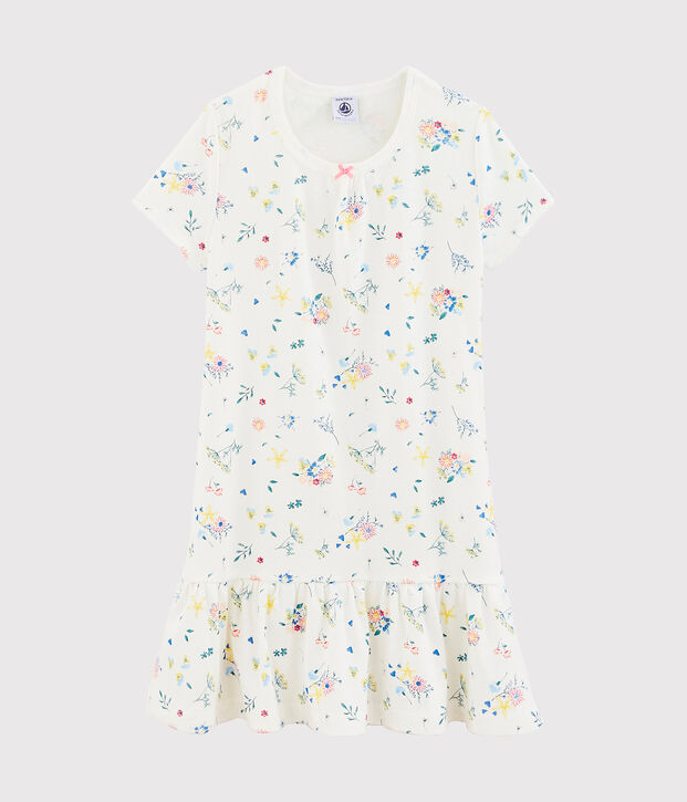 Chemise de nuit petite fille avec diad&egrave;me blanc/multicouleur