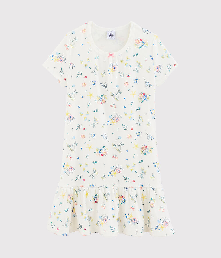Chemise de nuit petite fille avec diad&egrave;me blanc/multicouleur