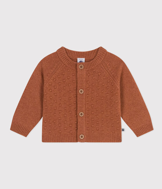 Cardigan en tricot de laine et nylon recyclé bébé marron ECUREUIL