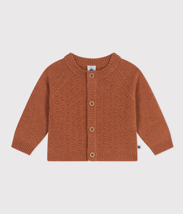 Cardigan en tricot de laine et nylon recycl&eacute; b&eacute;b&eacute; marron