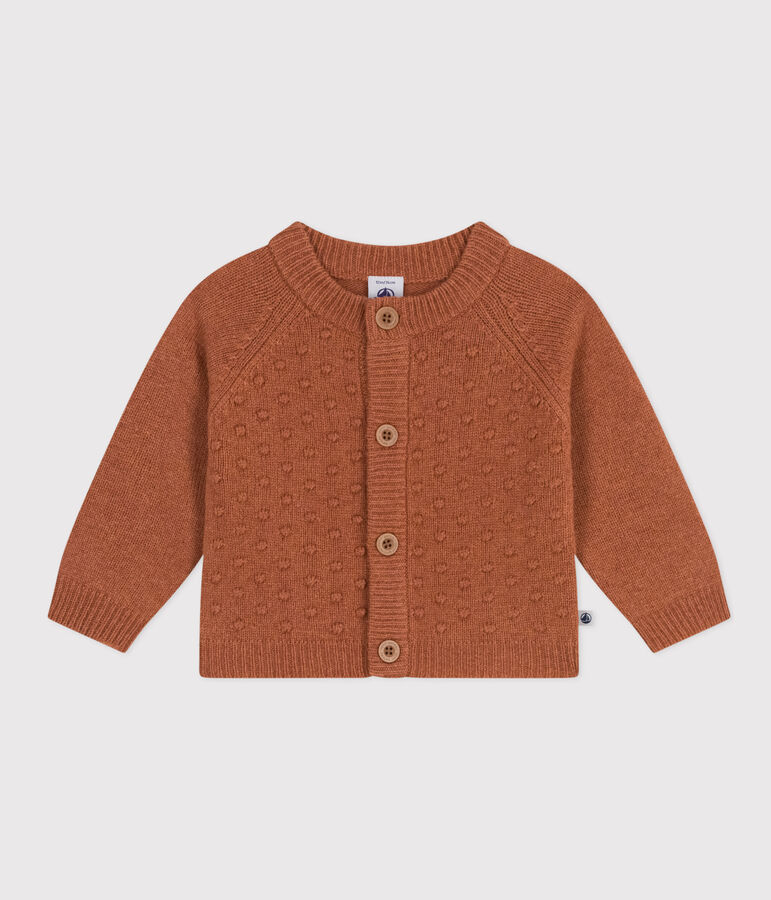Cardigan en tricot de laine et nylon recycl&eacute; b&eacute;b&eacute; marron