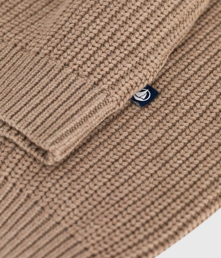 Cardigan femme en laine et coton uni marron ROCHE