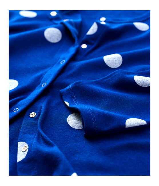 Cardigan en coton/lin imprimé Femme bleu SURF/blanc MARSHMALLOW