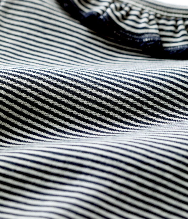 Body &agrave; collerette ray&eacute; milleraies en coton bio b&eacute;b&eacute; bleu/blanc