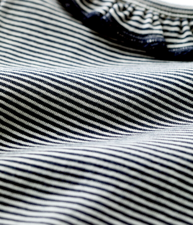 Body &agrave; collerette ray&eacute; milleraies en coton bio b&eacute;b&eacute; bleu SMOKING/blanc MARSHMALLOW