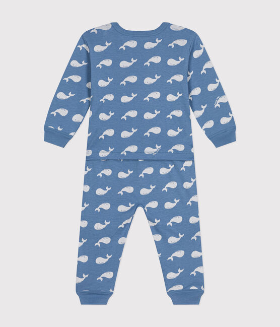 Pyjama sans pied imprimé baleine en coton bébé bleu BEACH/ MARSHMALLOW