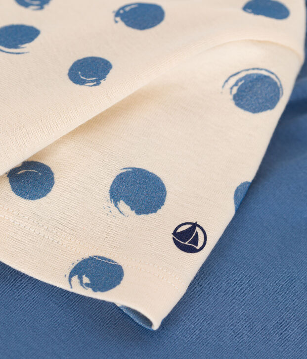 Pyjama short enfant en coton bleu/multicouleur