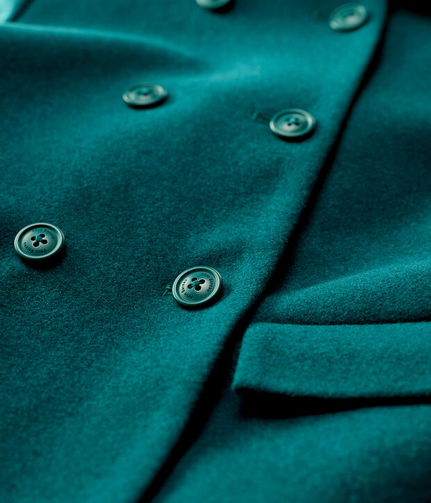 Manteau en drap de laine enfant fille vert