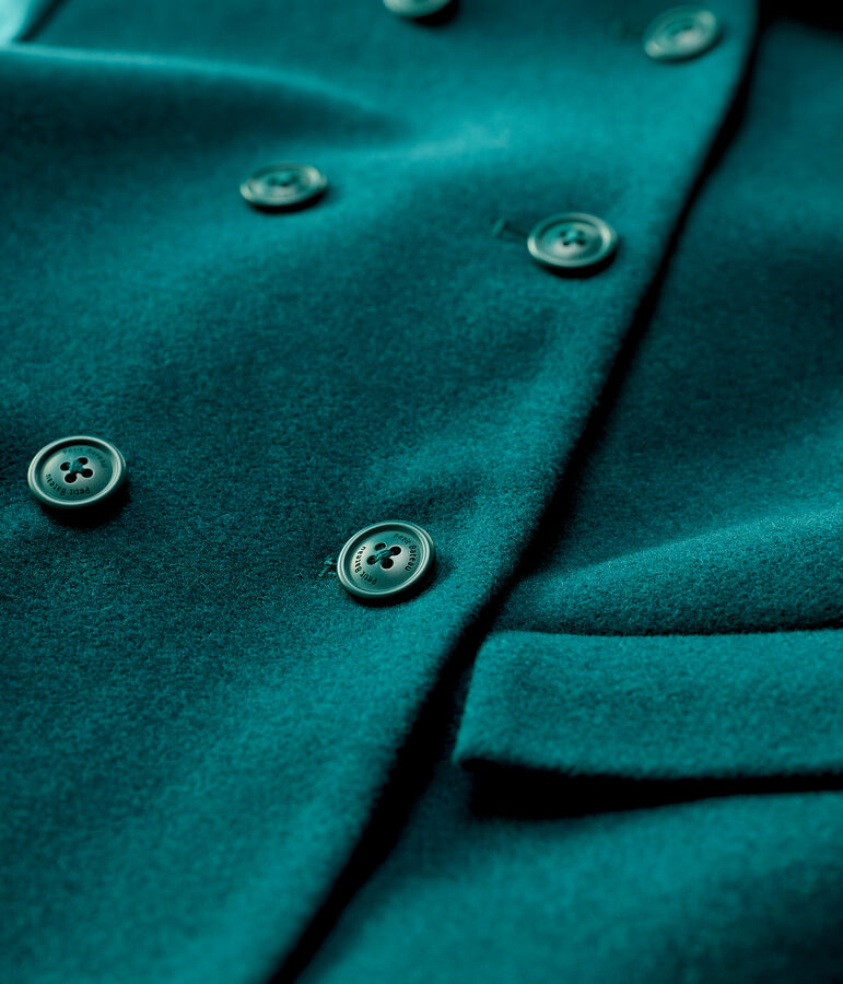 Manteau en drap de laine enfant fille vert PINEDE