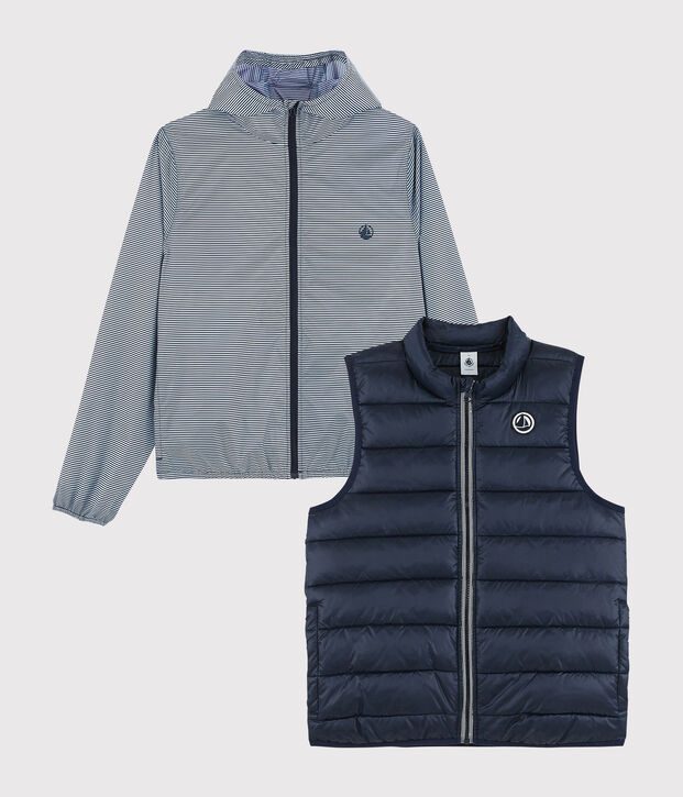 Coupe-vent 3 en 1 recycl&eacute; Femme bleu/blanc