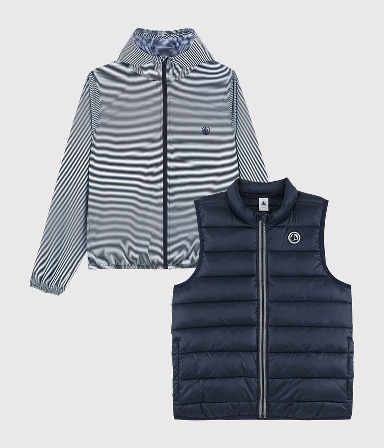 Coupe-vent 3 en 1 recycl&eacute; Femme bleu/blanc